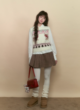 Dark Gray Houndstooth A-line Skirt